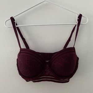 NWOT VS PINK maroon push up lace bra